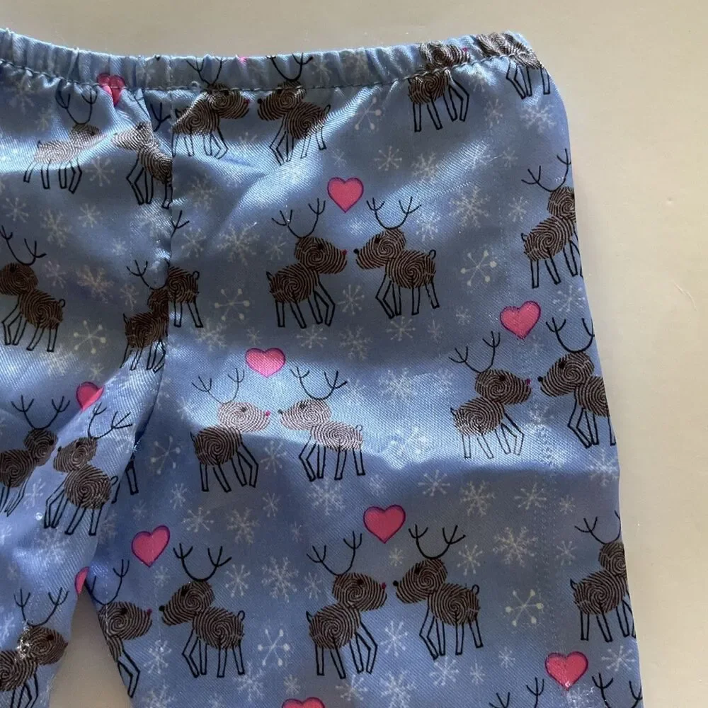 American Girl Doll Reindeer Pajamas Set PJ’s And Pink Slippers Only retired